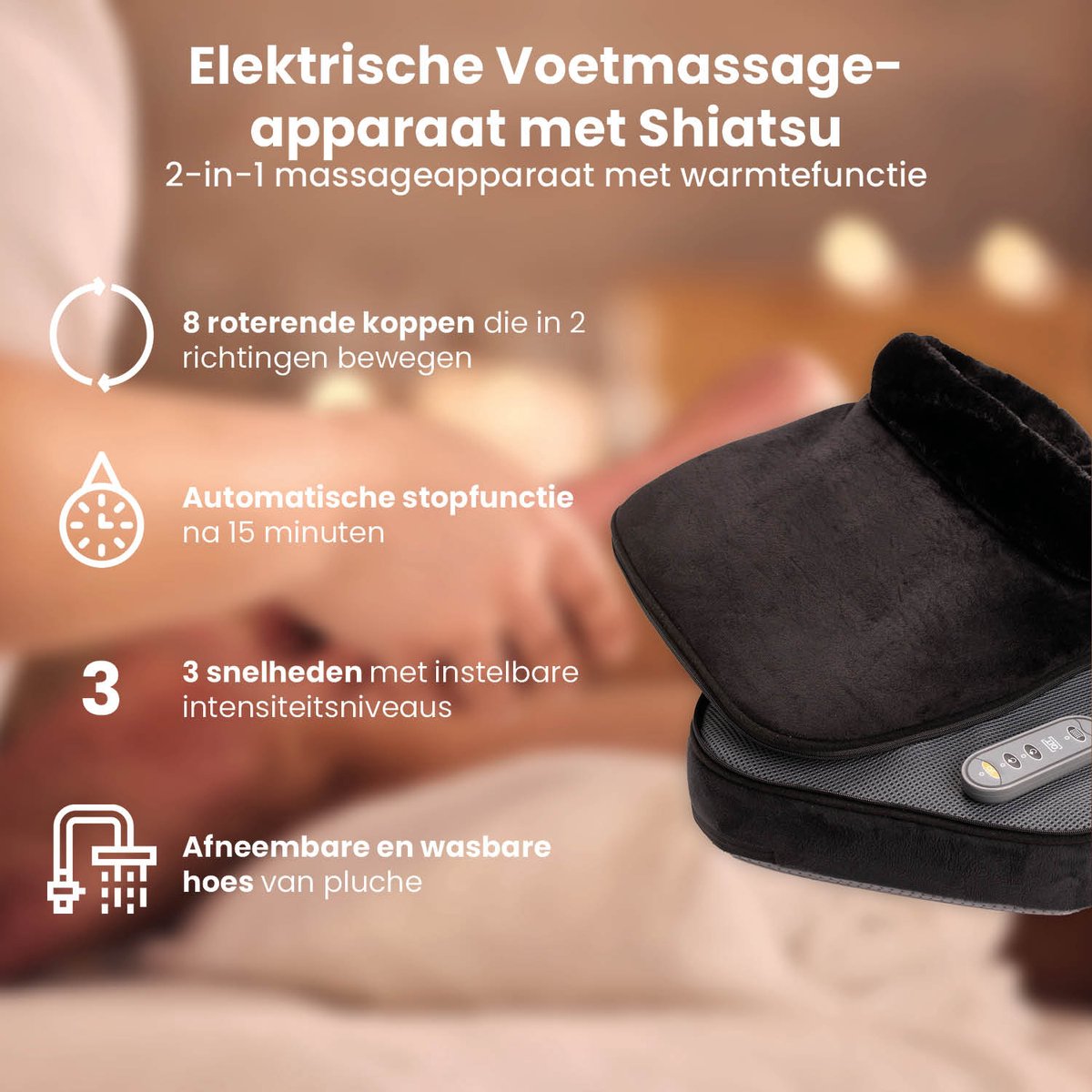 2-in-1 Elektrische Shiatsu Voetmassageapparaat met Warmtefunctie