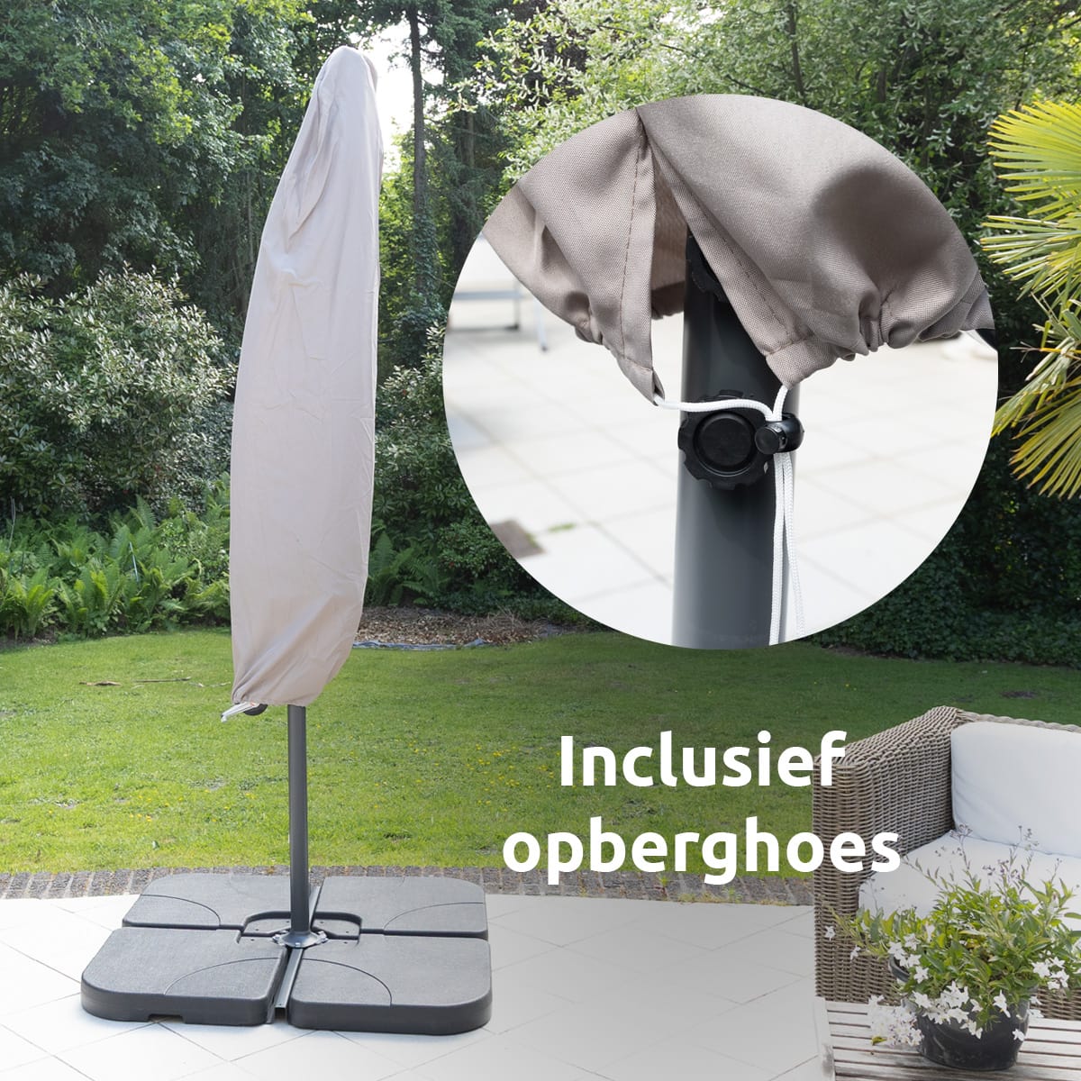 BluMill Zweefparasol inclusief beschermhoes