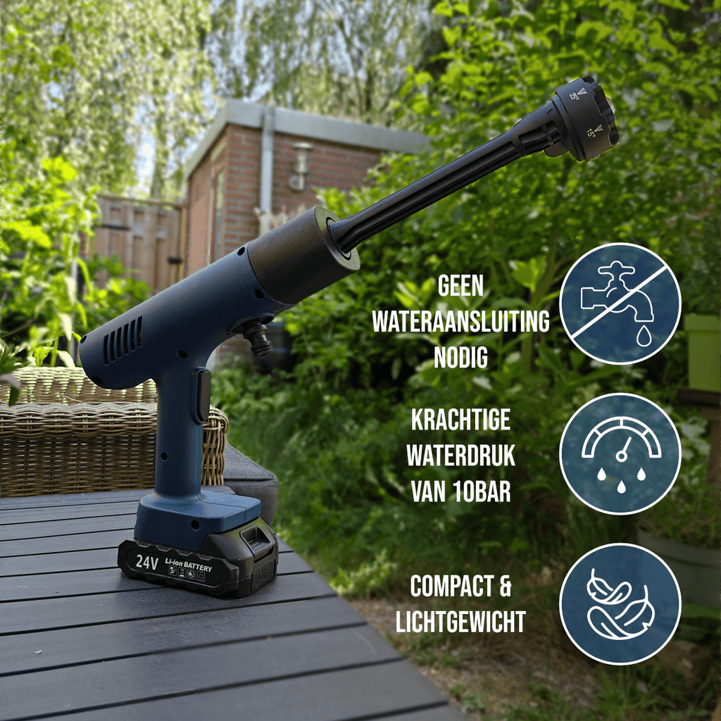 BluMill hogedrukspuit op accu met krachtige lithium-ion batterij