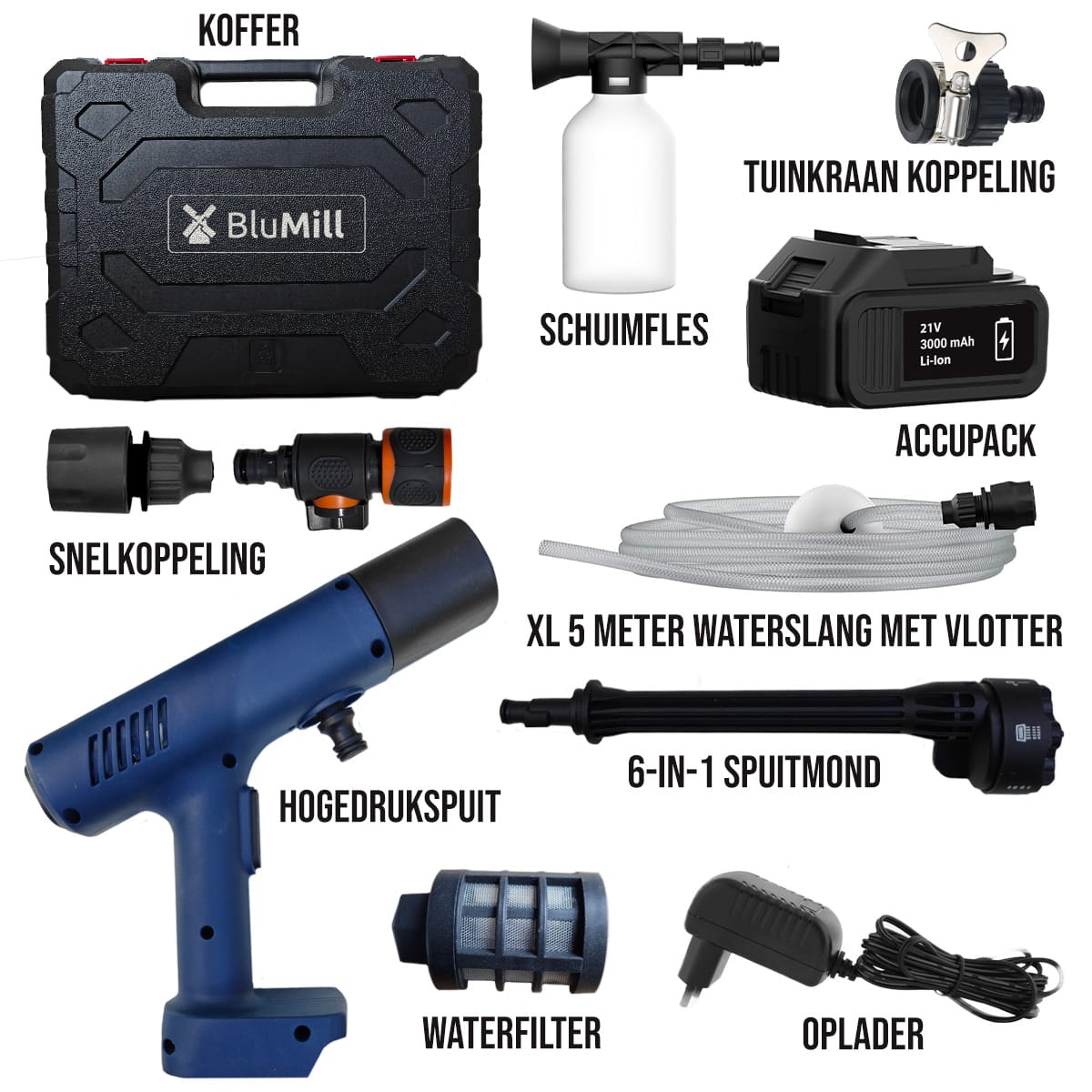 BluMill Hogedrukreiniger: volledige set met accessoires